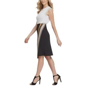 DKNY Black And Gold Asymmetrical Border-Print Wrap Skirt Size 2 NWT